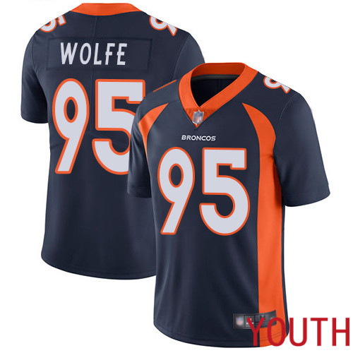 Youth Denver Broncos 95 Derek Wolfe Navy Blue Alternate Vapor Untouchable Limited Player Football NFL Jersey